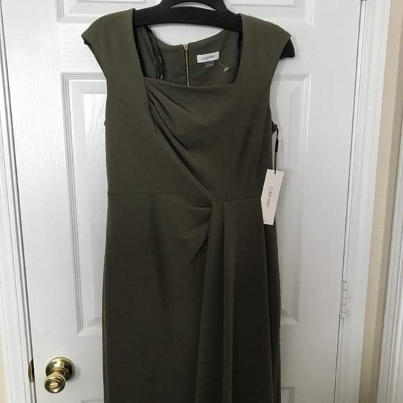 Calvin Klein Dresses & Skirts - NWT CK Olive Pleated dress - Size 8